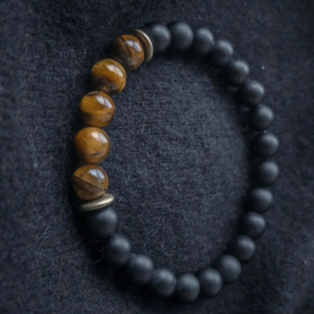 Elegant Black and Brown Beaded Bracelet